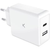 Ksix GaN ultrabrzi stenski polnilec 45W PD, 1xUSB-C + 1xUSB-A, beli, (21166498) u
