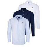 Dewberry TRIPLE SET G674 MENS SHIRT-NAVY BLUE-WHITE-LIGHT BLUE Cijene