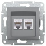 Schneider Electric Asfora Omrežna vtičnica CAT6E (Siva, 2-krat) | Shoptok.si