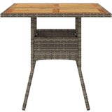 vidaXL Vrtna miza z leseno akacijevo ploščo siva 80x80x75 cm PE ratan | Shoptok.si