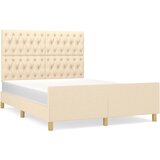The Living Store Posteljni okvir z vzglavjem krem 140x190 cm blago - Posteljni Okvir Z Vzglavjem, (21523410) | Shoptok.si