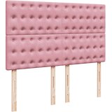  Krevet s oprugama i madracem ružičasti 140x190 cm baršunasti | shoptok.hr