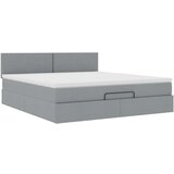 vidaXL Otomanski posteljni okvir z vzmetnico siv 160x200 cm blago | Shoptok.si