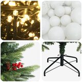  Umjetno božićno drvce s kuglicom 150 cm 150 LED lampica - Zelena 150 cm s LED žaruljama i bijelim kuglicama | shoptok.hr