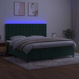  box spring s madracem LED tamnozeleni 200x200 cm baršun | shoptok.hr
