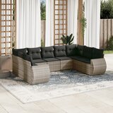 Maison Chic Seti vrtnega pohištva - Vrtna garnitura - Vrtni pohištvo set 9-delna z blazinami siv poli ratan, (21798655) | Shoptok.si