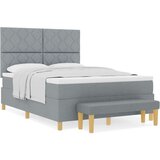 vidaXL Box Spring Krevet s Madracem &amp Klupom Svjetlosiva 140x200 cm Tkanina Cijene