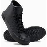 Ombre men's high-top sneakers with rubber toe - black | ePonuda.com