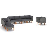 Maison Chic Seti vrtnega pohištva - Vrtna garnitura - Vrtni pohištvo set 8-delna poli ratan in evkaliptus siva, (21802341) | Shoptok.si