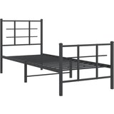 vidaXL Kovinski posteljni okvir z vzglavjem in vznožjem črn 80x200 cm, (21007165) Cene