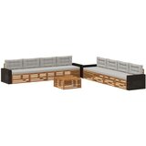  Set vanjskih sofa 9 pcs Prirodna i svjetlosiva Poliester | shoptok.hr