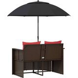  Vrtni kauč Smeđa i crvena 168 x 168 x 180 cm poliratan | shoptok.hr