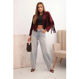 Kesi Włoski Women's suede jacket with fringes burgundy | shoptok.hr