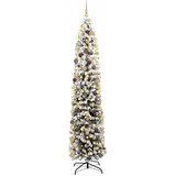 vidaXL Umjetno božićno drvce Zelena 240 cm PVC i čelik i plastika - Zelena i bijela 240 cm sa 300 LED-a i 120 zlatnih/smeđih kuglica Cijene