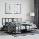 Metalni okvir kreveta uzglavlje i podnožje crni 160x200 cm | shoptok.hr