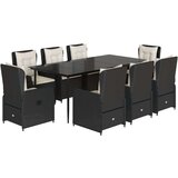  9-dijelni vrtni blagovaonski set s jastucima crni od poliratana | shoptok.hr