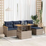  Vrtna garnitura - 6-dijelni set vrtnih sofa od poliratana s jastucima sivi - Siva sa spremištem 1 | shoptok.hr