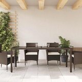  Vrtni stol sa staklenom pločom smeđi 190x90x75 cm od poliratana | shoptok.hr