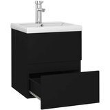 Ormarić s ugrađenim Lavabo - Umivaonikom crni od konstruiranog drva | shoptok.hr