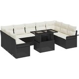 vidaXL Vrtna sedežna garnitura 10 pcs Črna 100 x 55 x 73 cm Poly ratan | Shoptok.si