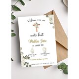  Vabilo za krst s križcem in cvetjem, zlato REK 02-03 | Shoptok.si