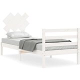 Maison Chic Posteljni okvir - Enojna postelja - Postelja za odrasle z vzglavjem bel trden les-J15828, (21763791) Cene