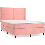 The Living Store Box spring postelja z vzmetnico roza 140x190 cm žamet - Box Spring Postelja, (21455863) | Shoptok.si