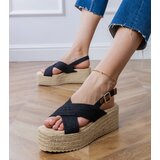  Black platform espadrille sandals with straps Olisa | ePonuda.com