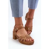 Kesi Women's high-heeled sandals made of eco leather, brown Assames cene