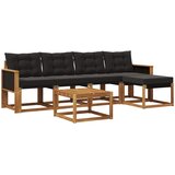  Set vanjskih sofa 6 kom. Prirodna i crna | shoptok.hr
