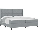 vidaXL Postelja na vzmet z vzmetnico Svetlo siva 200x200 cm Tkanina, (22050599) | Shoptok.si