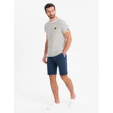 Ombre Men's SLIM FIT shorts in structured knit fabric - navy blue | Eponuda.ba