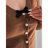 DStreet Sweter damskie krótki one size z kokardką LAMURE brązowy | Shoptok.si