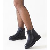 Gemre Black ankle boots with a decorative charm on a platform eco-leather Melane | Shoptok.si