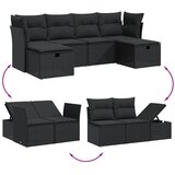  6-dijelni set vrtnih sofa s jastucima crni od poliratana | shoptok.hr
