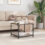vidaXL Stolić za kavu s crnom staklenom površinom 50x50x40 cm čelik Cijene