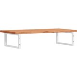  Zidna polica za umivaonik od čelika i masivne bukovine Smeđa 100 x 50 x 2.5 cm | Shoptok.si