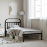 The Living Store Kovinski posteljni okvir z vzglavjem črn 100x190 cm - Posteljni Okvir, (21526466) | Shoptok.si