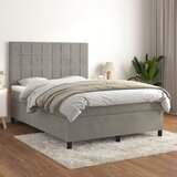  Krevet s oprugama i madracem svjetlosivi 140x200 cm baršunasti | shoptok.hr