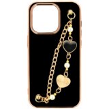 Onasi trendy silikonski ovitek z zapestnico za iPhone 13 Pro - črn s srčki | Shoptok.si