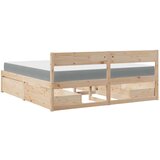 vidaXL Postelja s predali in vzmetnico vošč. rjava 200x200 cm borovina | Shoptok.si