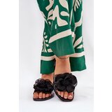Boto Transparent Flat Women's Slippers With Artificial Flower Black Vobetta | Shoptok.si