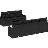 vidaXL 8-dijelni vrtni sofa set s jastučićima Crni poli ratan, 2-sjedni vrtni sofa s jastučićima Crni poli ratan Cijene