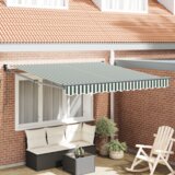 vidaXL ročna retraktibilna tenda zelena in bela 300x250 cm, zamenjava tkanine za tendo 3x2.5 m okvir zelena in bela | Shoptok.si
