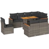  9-dijelni set vrtnih sofa poliratan i bagrem s jastucima sivi | shoptok.hr