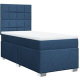 vidaXL Box spring postelja z vzmetnico modra 90x190 cm blago | Shoptok.si