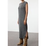 Trendyol Anthracite Maxi Knitwear Soft Texture Slit Detailed Vest Dress | Shoptok.si