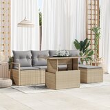 vidaXL 6-delni vrtni sofa set z blazinami Bež Poli Ratan | Shoptok.si