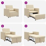  3-u-1 Singl Sofa Krevet Pretvarač Krem Tkanina | shoptok.hr