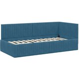  Kotna postelja z vzglavjem Modra 90 x 190 cm Žamet, (5000069175) | Shoptok.si